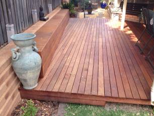 timber decking with seating