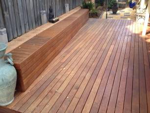timber decking with seat